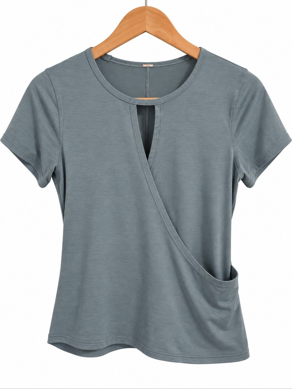 Lululemon Sage Green Wrap Front Keyhole Short Sleeve Top